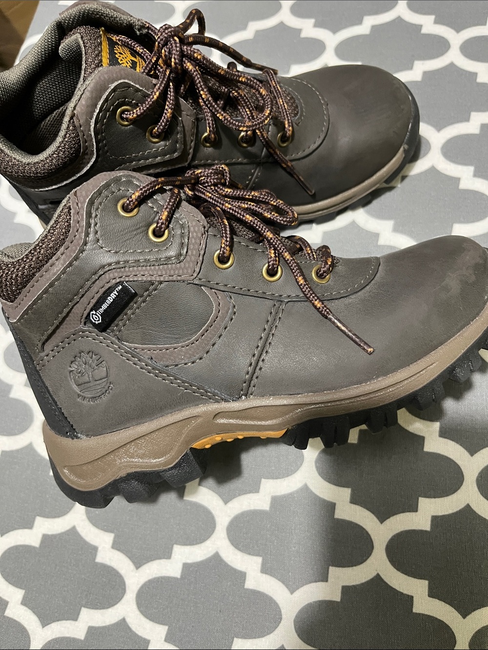 Timberland My Maddsen Kids Dark Brown  Mid Waterproof Hiking Boots Size 13